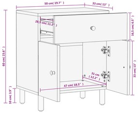 ΚΟΜΟΔΙΝΟ ΜΑΥΡΟ 50 X 33 X 60 ΕΚ. ΑΠΟ ΜΑΣΙΦ ΞΥΛΟ ΜΑΝΓΚΟ 356830