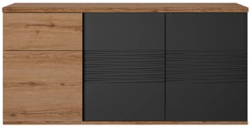 Otello μπουφές με 3 πόρτες και 1 συρτάρι 180x47x87εκ. Helvezia Oak / Μαύρο