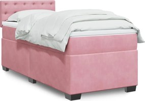 vidaXL Κρεβάτι Boxspring με Στρώμα Ροζ 100x200 εκ. Βελούδινο