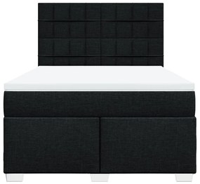 vidaXL Κρεβάτι Boxspring με Στρώμα Μαύρο 140x200 εκ. Υφασμάτινο