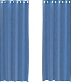 vidaXL Voile κουρτίνες με ροδέλες 2 τεμάχια Μπλε Ρουά