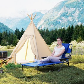 Outsunny Ξαπλώστρα Κήπου Ξαπλώστρα, Αναδιπλούμενη, Ανθεκτική στις Καιρικές Συνθήκες, 194 cm x 72 cm x 31 cm, Μαύρο + Σκούρο Μπλε