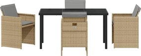 vidaXL Σέτ φαγητού για κήπο 5 pcs Μπεζ συνθετικό ρατάν
