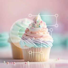 Intra Συλλεκτικό Ξύλινο Παζλ Plywood  4mm - Λαχταριστά Cupcakes με White Frosting και Sprinkles Σε Ξύλινο Κουτί - Διαστάσεις: 10x10 cm – 25 κομμάτια