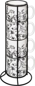 Κούπες 260ml Με Στάντ (Σετ 4τμχ) S-D White Floral 176945A