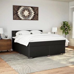 Κρεβάτι Boxspring με Στρώμα Μαύρο 180x200εκ.από Συνθετικό Δέρμα - Μαύρο