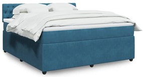 vidaXL Κρεβάτι Boxspring με Στρώμα Μπλε 180x200 εκ. Βελούδινο