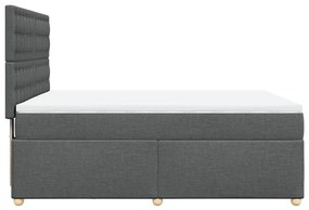 vidaXL Κρεβάτι Boxspring με Στρώμα Σκούρο Γκρι 140x190 εκ. Υφασμάτινο