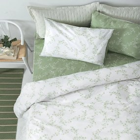 Σεντόνια FL6269 (Σετ 4τμχ) White-Green Palamaiki Διπλό 200x260cm 100% Βαμβάκι