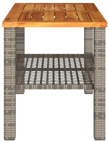 Τραπέζι Κήπου Γκρι 70x38x42 εκ. Συνθετικό Ρατάν &amp; Ξύλο Ακακίας - Γκρι