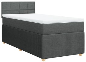 vidaXL Κρεβάτι Boxspring με Στρώμα Σκούρο Γκρι 100x200 εκ. Υφασμάτινο