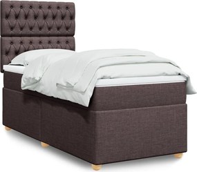 vidaXL Κρεβάτι Boxspring με Στρώμα Σκούρο Καφέ 100x200 εκ. Υφασμάτινο