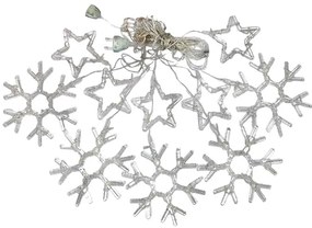 Χριστουγεννιάτικα Φωτάκια Κουρτίνα Χιονονιφάδες & Αστεράκια Πολύχρωμα 3M - Christmas decoration lights RGB-082260-190692