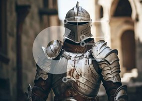 Intra Συλλεκτικό Ξύλινο Παζλ Plywood 4mm - Μεσαιωνικός Ιππότης με πανοπλία σε ένα σοκάκι Σε Ξύλινο Κουτί - Διαστάσεις Puzzle: 10x10 cm – 25 κομμάτια