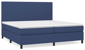 Κρεβάτι Boxspring με Στρώμα Μπλε 200x200 εκ. Υφασμάτινο - Μπλε