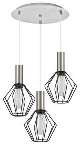 Φωτιστικό Οροφής SE21-NM-4-3NM-GR1 ADEPT TUBE Nickel Matt Pendant Black Metal Grid+ - 51W - 100W - 77-8439