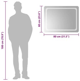 vidaXL Καθρέφτης Μπάνιου με LED 80x60 εκ.