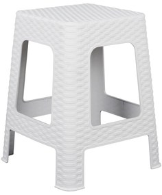 Σκαμπό C5448.03 Τετράγωνο Λευκό Rattan 28,5x28,5x45 εκ. 28.5x28.5x45 εκ.