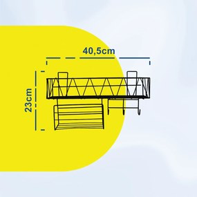 Μεταλλικο Ράφι Τοίχου 40.5x12x23cm Άσπρο ή Μαύρο - Μαύρο