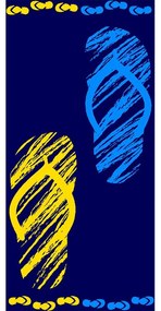 Πετσέτα Θαλάσσης Βελουτέ 211 Blue-Yellow DimCol Θαλάσσης 87x165cm 100% Cotton