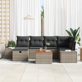 vidaXL 7 τεμ. Σετ Καναπέδων Κήπου με Γκρι Μαξιλάρια Πολυράταν