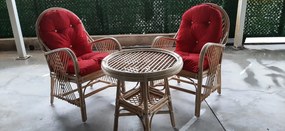 Stewehome Σετ Επίπλων Κήπου και Βεράντας με Πολυθρόνες και Τραπέζι Ροτανέ Κόκκινος 60x60 cm