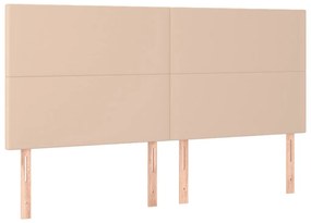 vidaXL Κρεβάτι Boxspring Στρώμα&amp;LED Καπουτσίνο 200x200 εκ. Συνθ. Δέρμα