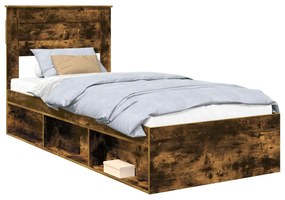 vidaXL Σκελετός Κρεβατιού με στρώμα Καπνιστό Δρύς 90 x 200 cm