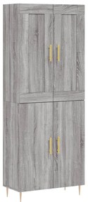 vidaXL Ντουλάπι Γκρι Sonoma 69,5 x 34 x 180 εκ. Επεξεργασμένο Ξύλο