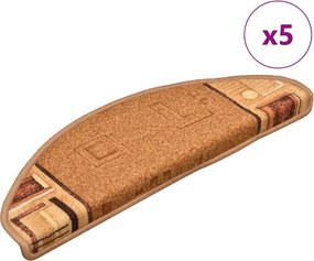 vidaXL Πατάκια Σκάλας Αυτοκόλλητα 5 τεμ. Μπεζ 65x21x4 εκ.