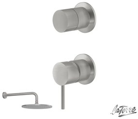 La Torre ELLE316 Inox Brushed PVD ΣΕΤ Ανακλινόμενη κεφαλή+Μπράτσο τοίχου+Μίκτης εντοιχισμού N50025-111 N13500-111 35314-111
