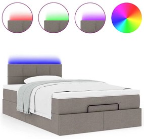 vidaXL Οθωμανικό κρεβάτι με στρώμα & LEDs Taupe 120x190cm ύφασμα