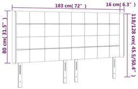 vidaXL Κεφαλάρι Κρεβατιού LED Ανοιχτό Γκρι 183x16x118/128εκ. Βελούδινο