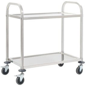 vidaXL Τρόλεϊ Κουζίνας με 2 Ράφια 96,5x55x90 εκ. από Ανοξείδωτο Ατσάλι