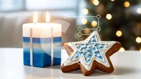 Intra Συλλεκτικό Ξύλινο Παζλ Plywood  4mm - Μπλε και άσπρο μπισκότο μελόψωμο με σβηστό κερί Σε Ξύλινο Κουτί - Διαστάσεις: 10x10 cm – 25 κομμάτια