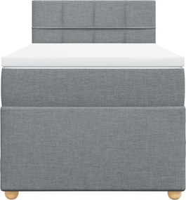 vidaXL Κρεβάτι Boxspring με Στρώμα Ανοιχτό Γκρι 90x190 εκ. Υφασμάτινο