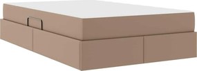 vidaXL Κρεβάτι με αποθηκευτικό χώρο και στρώμα 2 pcs Καπουτσίνο Δέρμα