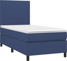 vidaXL Κρεβάτι Boxspring με Στρώμα &amp; LED Μπλε 90x190 εκ. Υφασμάτινο