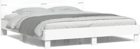 vidaXL Πλαίσιο Κρεβατιού με Κεφαλάρι/LED Λευκό 160x200 εκ.