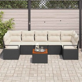 vidaXL Σετ Καναπέ Κήπου με μαξιλάρι 8 pcs Μαύρο Πολυ ράταν