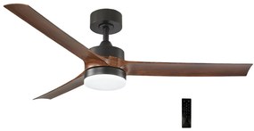 Adeleq Ανεμιστήρας Οροφής Φ132cm DC35W LED 22W CCT Με ABS Πτερύγια Καρυδιά-Μαύρο 18-417