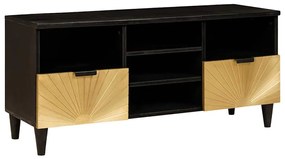 vidaXL Ντουλάπι TV Μαύρο και Χρυσό 100 x 33 x 46 εκ Μασίφ ξύλο μάνγκο