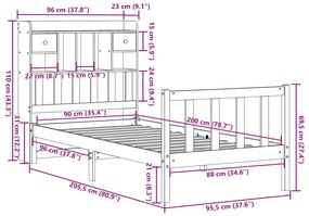 ΚΡΕΒΑΤΙ ΒΙΒΛΙΟΘΗΚΗ ΧΩΡΙΣ ΣΤΡΩΜΑ 90X200 ΕΚ. ΜΑΣΙΦ ΞΥΛΟ ΠΕΥΚΟΥ 3321758