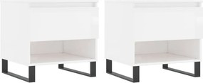 vidaXL Τραπεζάκια Σαλονιού 2 τεμ. Γυαλ. Λευκό 50x46x50 εκ. Επεξ. Ξύλο