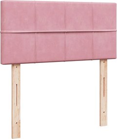 vidaXL Κρεβάτι Boxspring με Στρώμα Ροζ 90x200 εκ. Βελούδινο