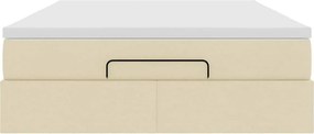 vidaXL Οθωμανικό κρεβάτι με στρώμα Cream 140x190cm ύφασμα