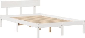 vidaXL Κρεβάτι Βιβλιοθήκη Χωρίς Στρώμα Λευκό 135x190 εκ Μασίφ Πεύκο