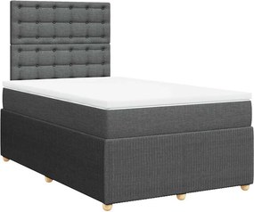 vidaXL Κρεβάτι Boxspring με Στρώμα Σκούρο Γκρι 120x190 εκ Υφασμάτινο