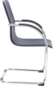 OMIKRON Πολυθρόνα Γραφείου Επισκέπτη, Μέταλλο Χρώμιο PVC Μαύρο   4τμχ