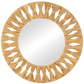 Καθρέπτης Zanlein Inart sisal σε φυσική απόχρωση Φ50x8εκ 50x50x8 εκ.